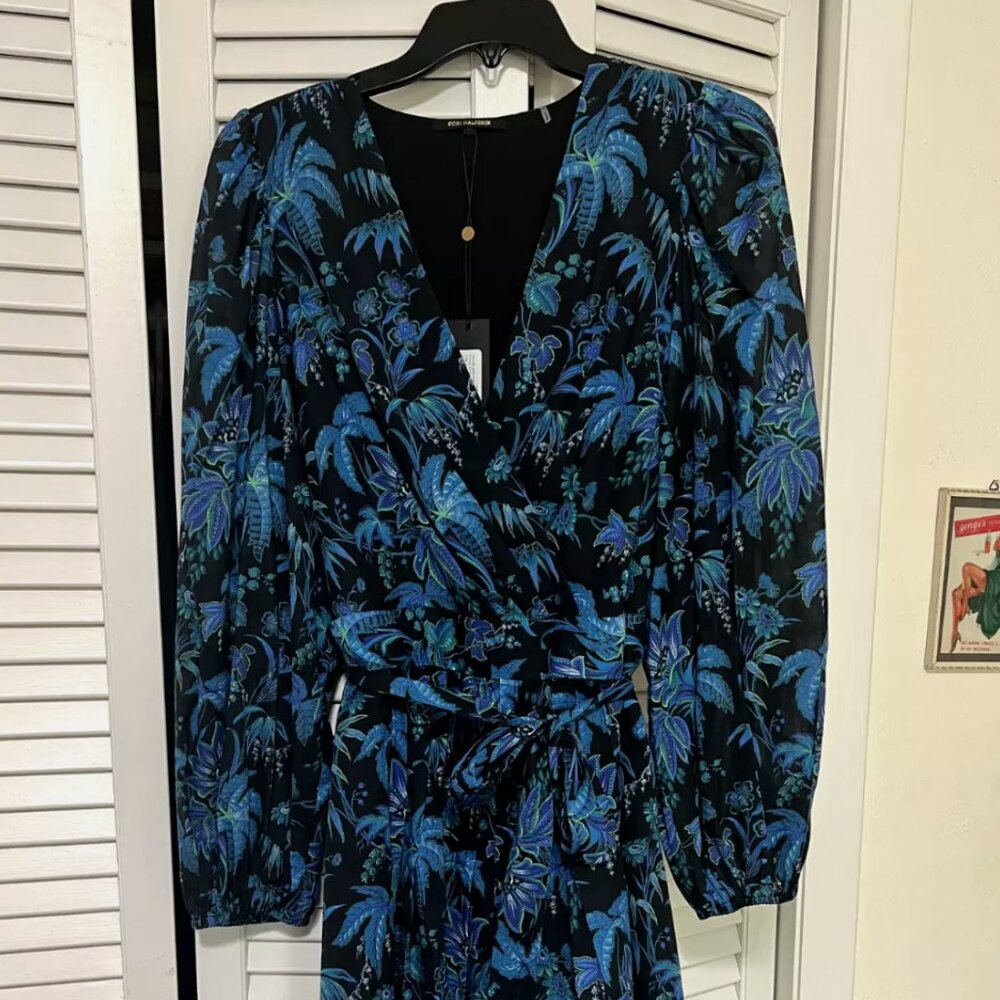 Kobi Halperin Harmony Pleated Floral-Print Midi Dress Size XL